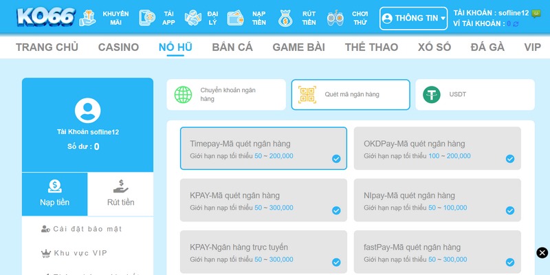 KO66 đáng tin cậy với hệ thống nạp, rút tiền chỉ 1 phút là xong